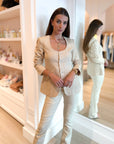 Lilia Linen Scoop Blazer Top