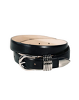 Hollyhock Leather Belt Black & Silver
