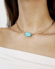 Gold Beaded Turquoise Nugget Necklace