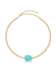Gold Beaded Turquoise Nugget Necklace