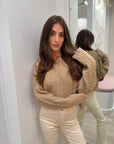 Cable Knit Sweater Tan