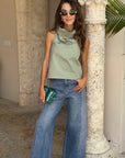 Pav Sage Cowl Neck Top