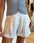 White Linen Shorts