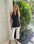 Glen Cropped Pant White