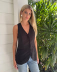 Adam Linen Vest Black