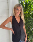 Adam Linen Vest Black