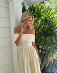 Off Shoulder Eyelet Midi Dress
