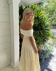 Off Shoulder Eyelet Midi Dress