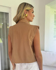 Delune Camel Crop Button Down