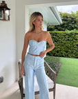 Delune Satin Corset Top Blue