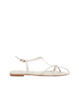Schutz Lowen Leather Flat Sandal White