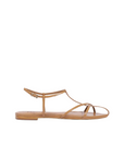 Schutz Lowen Leather Flat Sandal Honey