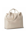 AERIN Leather Mini Weekender Bag Ecru