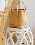 AERIN Raffia Nano Weekender Bag Natural