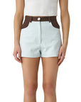 High-Waist Light Denim Combo Hot Short