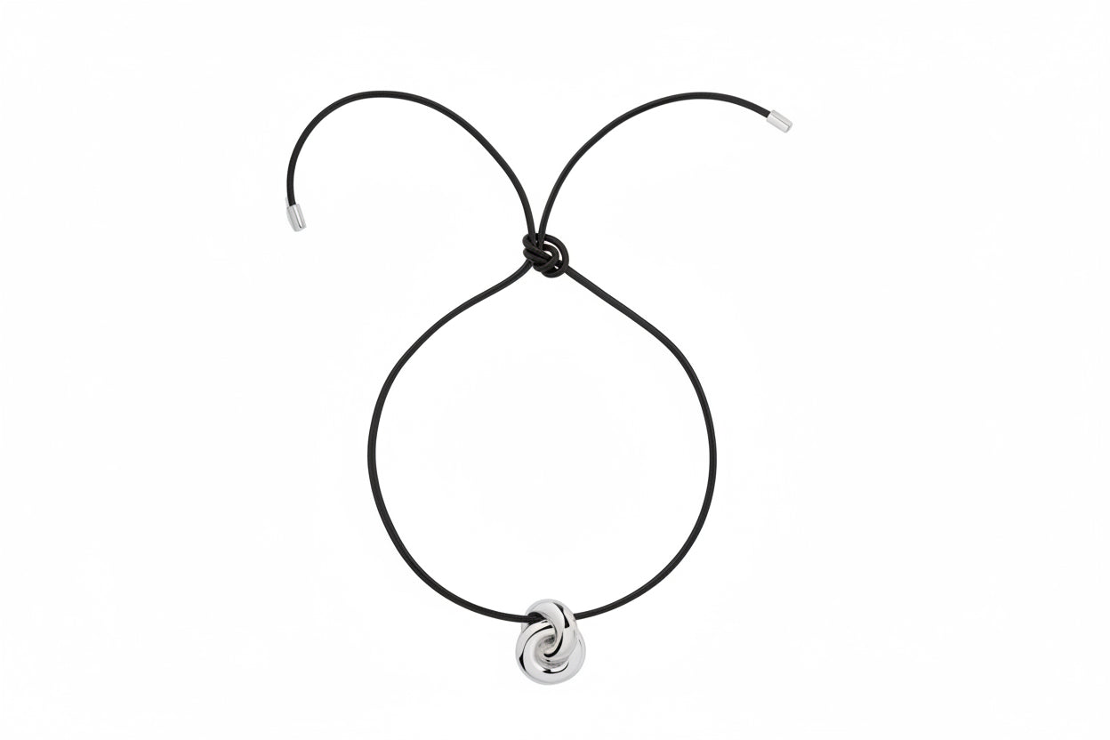 Martha Calvo Knot Cord Necklace Rhodium