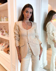 Lilia Linen Scoop Blazer Top