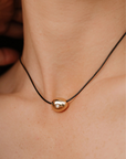 Polished Pebble Leather Pendant Necklace