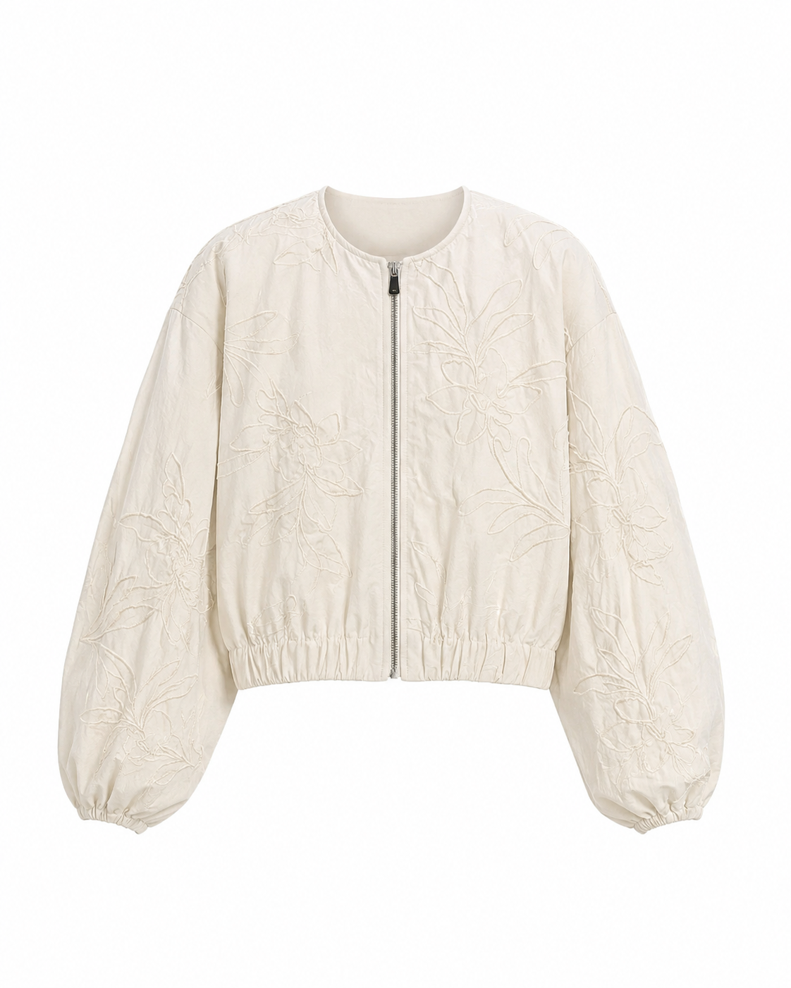 Floral Embroidered Zip Jacket