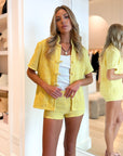 Yellow Tweed Madeline Shorts