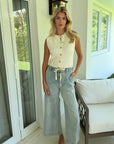 Ivory Knit Button Tank