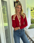 Emma Two Tone Cardigan Red