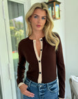 Emma Two Tone Cardigan Brown