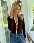 Emma Two Tone Cardigan Brown
