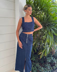 Denim Button Skirt