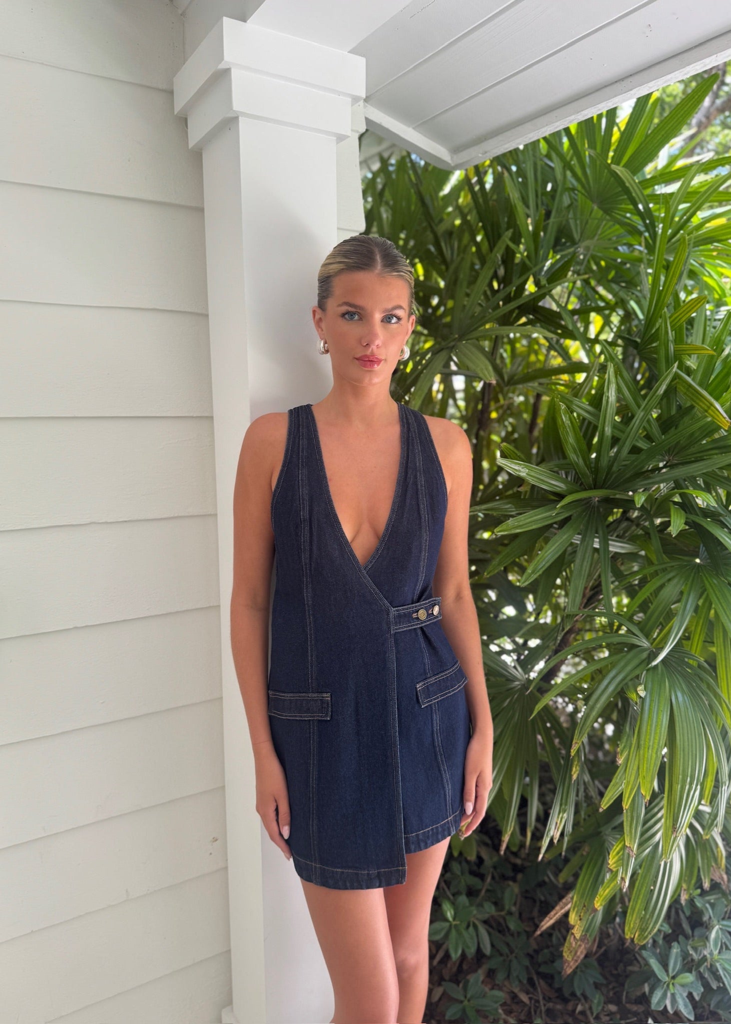 significant other denim dress Significant Other Micah Mini Denim Dress In Indigo - 32% Off