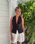 Thilda Linen Vest Black