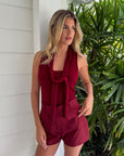 Burgundy Scarf Top