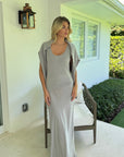 Combo Knit Slip Dress Silver