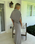 Combo Knit Slip Dress Silver
