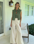 Delune Olive Crop Button Down