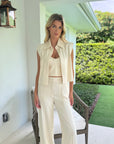 Delune Ivory Crop Button Down