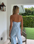 Delune Satin Corset Top Blue