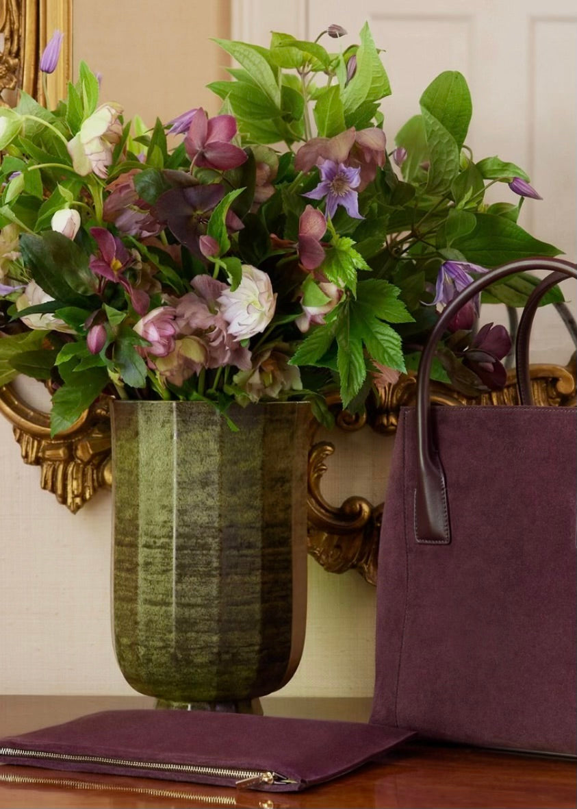 AERIN Suede Pouch Ruby