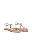 Schutz Lowen Leather Flat Sandal Honey