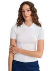 White Collared Tee