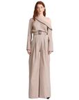 Wide Leg Pleated Camel Flannel Pant