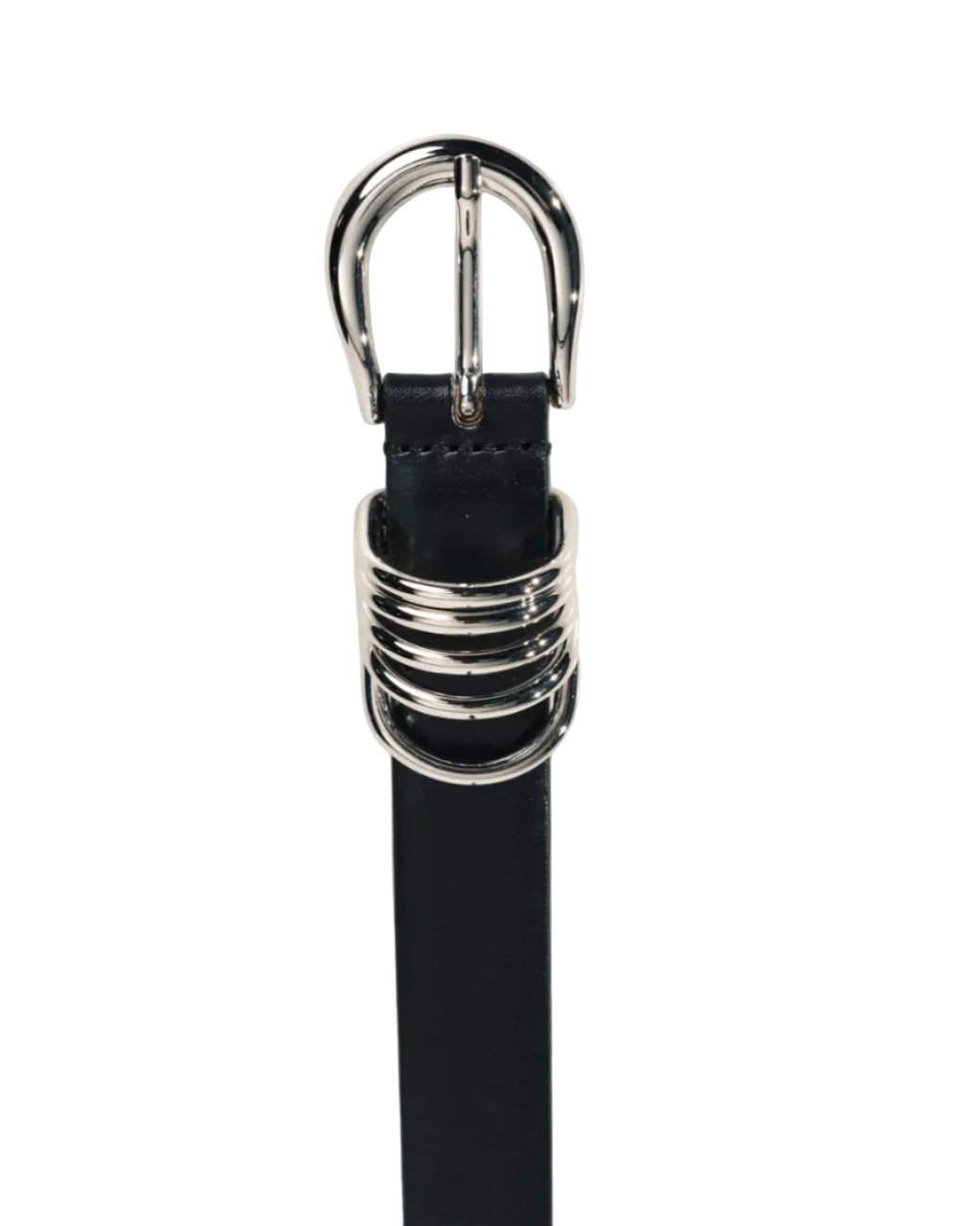 Hollyhock Leather Belt Black &amp; Silver