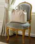 AERIN Leather Mini Weekender Bag Ecru