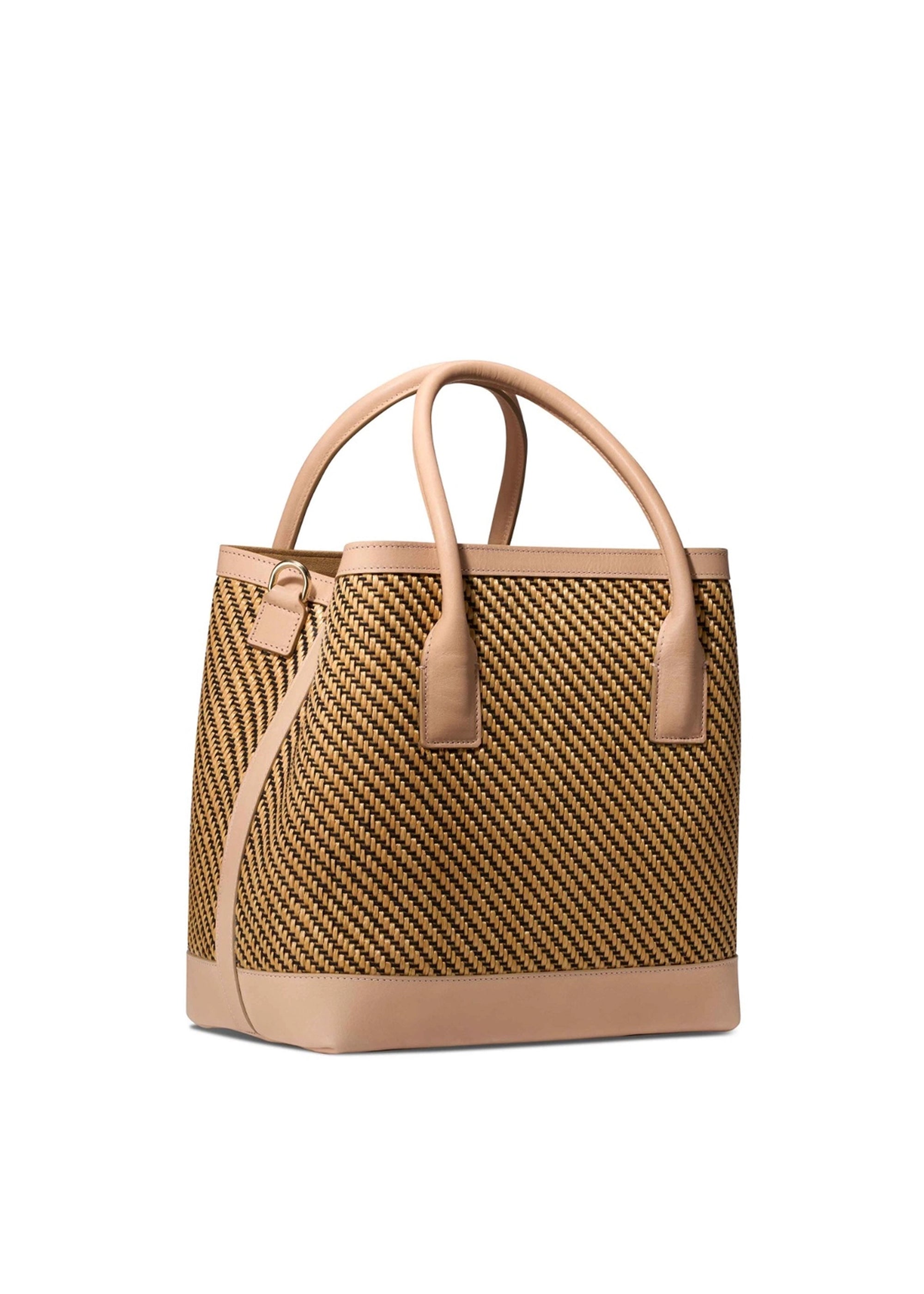 AERIN Raffia Nano Weekender Bag Natural Black