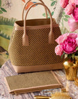 AERIN Raffia Nano Weekender Bag Natural Black