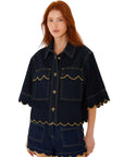 Dark Denim Wavy Hem Top