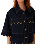Dark Denim Wavy Hem Top
