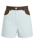 High-Waist Light Denim Combo Hot Short